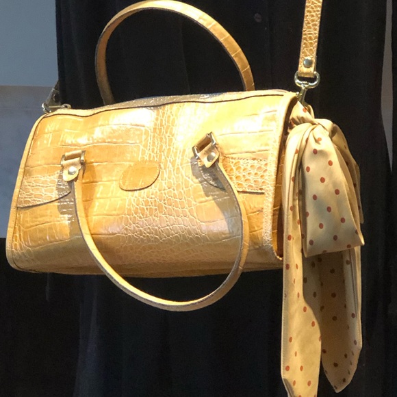 Vintage Vivace’ shoulder satchel. Embossed tan leather, beautiful condition - Picture 15 of 15